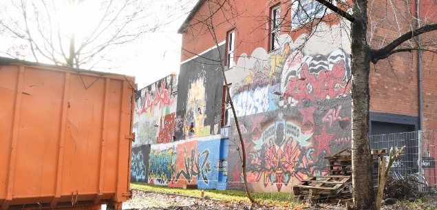 Fuldas legale Graffitiwand an der Jugendkulturfabrik in der Weimarer Straße