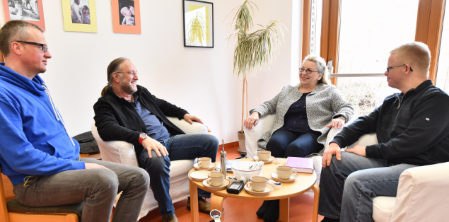Das Interview führten (v. l. n. r.): Steffen Waßmann, Hanno Henkel, Andreas Sauer und Arnulf Müller (nicht im Bild)